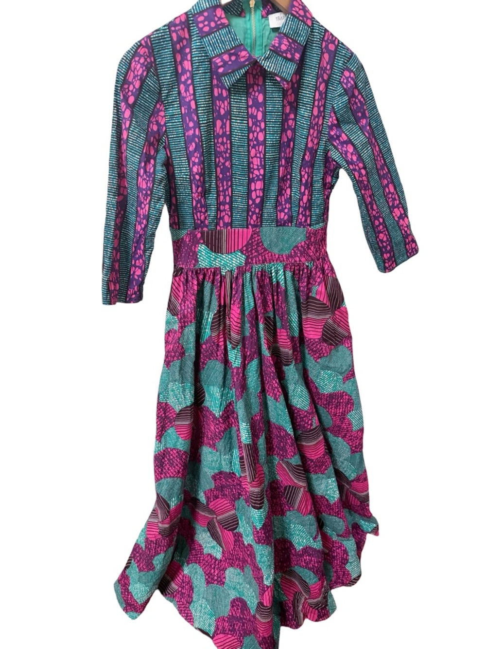 Nigerian designed Rahyma Exclusive Vibrant Pink and Teal Maxi Dress